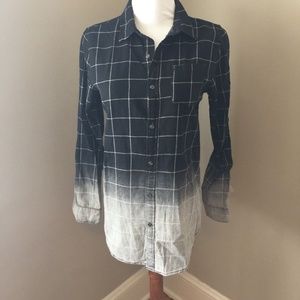 NWOT Mossimo Ombre Black White Flannel Shirt Sz L